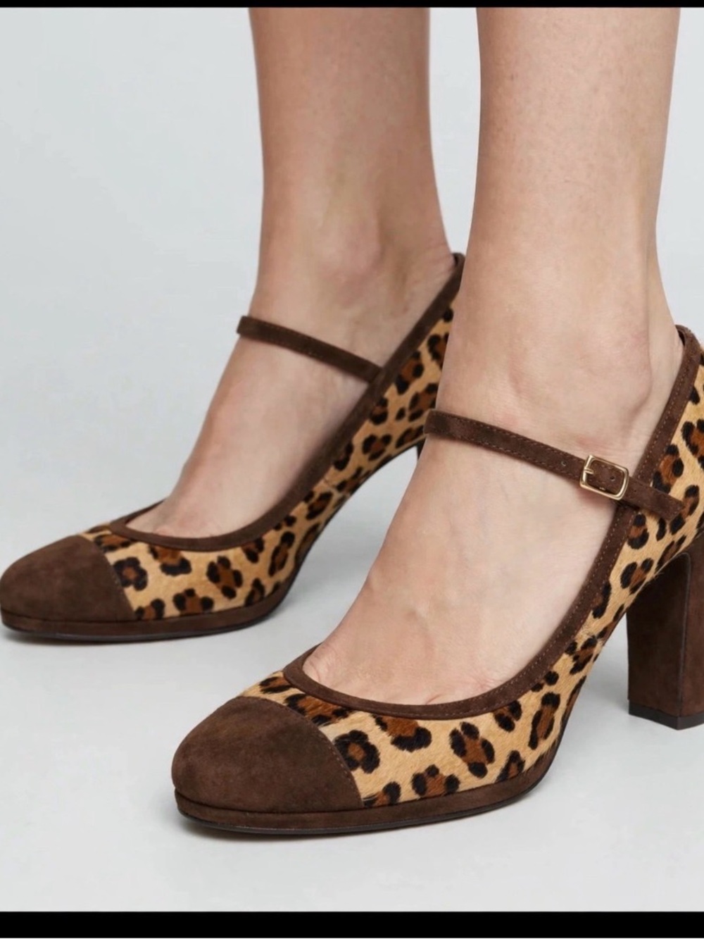 Lauren Ralph Lauren Mary Janes Heels Size 10 Leopard Cow Hide Buckle Shoes